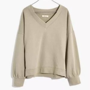 MADEWELL Sage Green Cropped Pullover V Neck Sweater